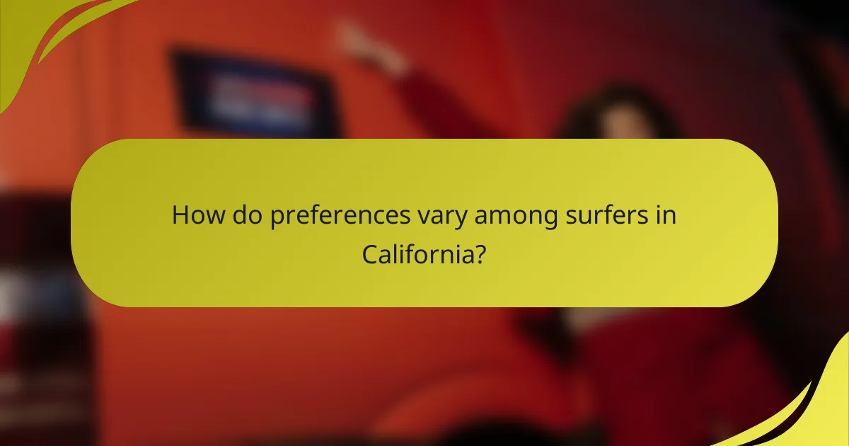 How do preferences vary among surfers in California?